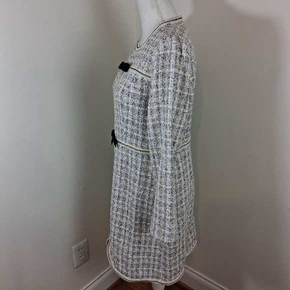 Tuckernuck Pomander Ivory Bow Brigitta Long Sleeve Tweed Dress Size Large - Picture 8 of 13